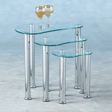 Cara Clear Glass Nest of 3 Tables