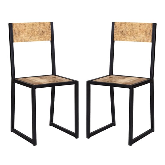Product photograph of Clio Industrial Oak Wooden Dining Chairs In Pair from Furniture in Fashion