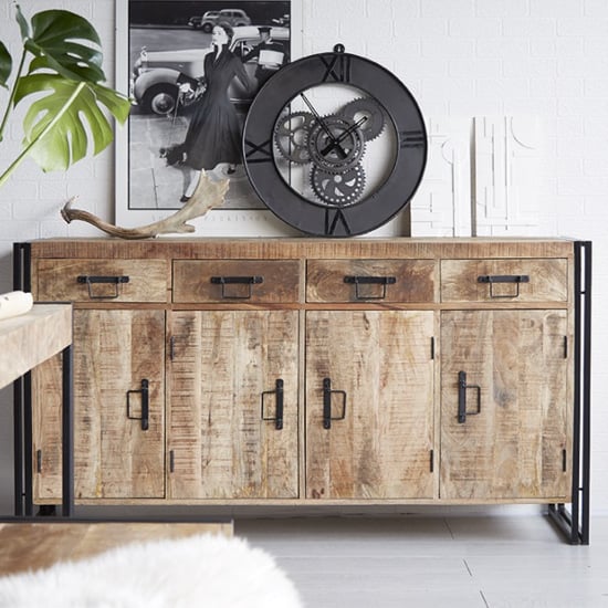 Product photograph of Clio Wooden Sideboard In Oak With 4 Doors And 4 Drawers from Furniture in Fashion