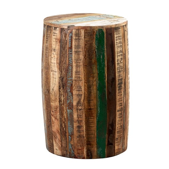 Product photograph of Coburg Wooden Drum Stool In Vintage Oak from Furniture in Fashion