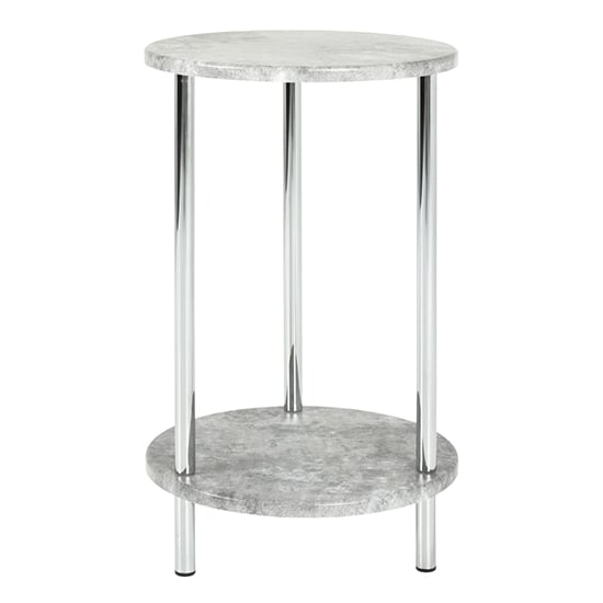 Product photograph of Creek Round Wooden Side Table In Concrete Effect from Furniture in Fashion