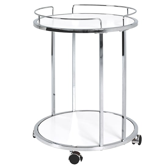 Product photograph of Creek Wooden Side Table On Castors In White And Chrome from Furniture in Fashion