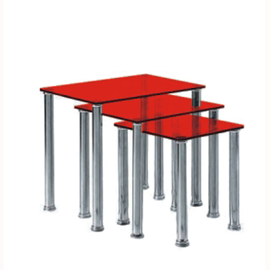 3PC Red Square Nesting Tables 11160 Furniture IN Fashion UK