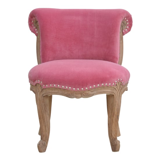 Product photograph of Cuzco Velvet Accent Chair In Pink And Sunbleach from Furniture in Fashion