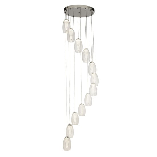 Product photograph of Cyclone Multi Drop 12 Pendant Light In Chrome With Clear Glass from Furniture in Fashion