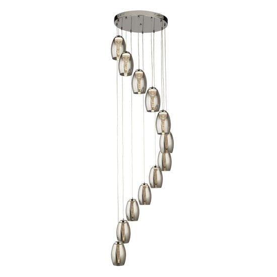 Product photograph of Cyclone Multi Drop 12 Pendant Light In Chrome With Smoked Glass from Furniture in Fashion