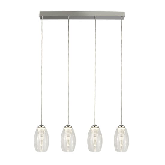 Product photograph of Cyclone Wall Hung Bar 4 Pendant Light In Chrome With Clear Glass from Furniture in Fashion