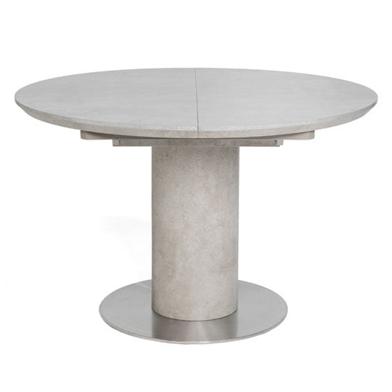 Product photograph of Delta Round Extending Dining Table With Brushed Steel Base from Furniture in Fashion