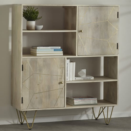 Product photograph of Dhort Wooden Display Cabinet In Natural With 2 Doors from Furniture in Fashion
