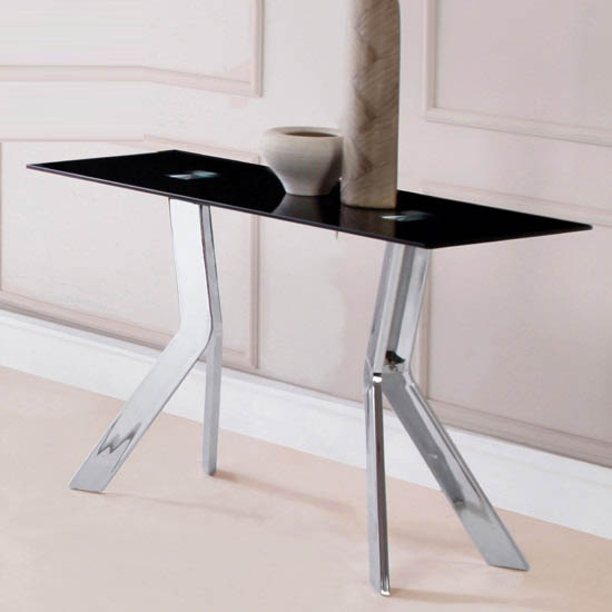 Diamond Black Glass Console Table 17312 Furniture in