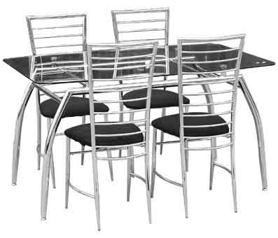 5pc Black Glass Dining Set - 2401018