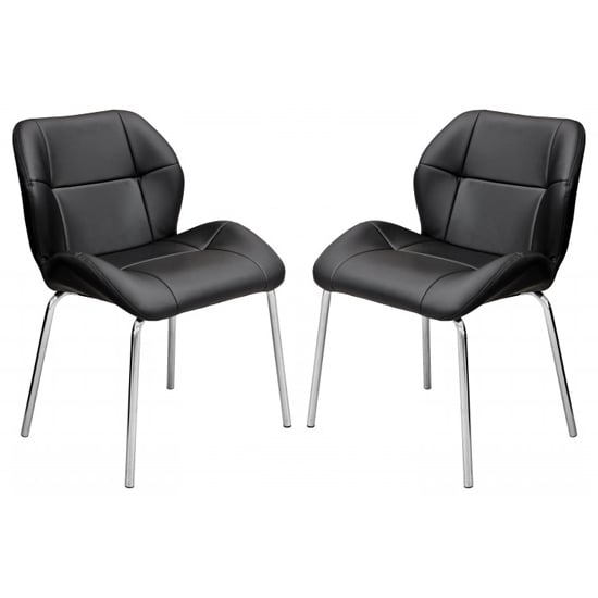 Product photograph of Dinky Bistro Black Faux Leather Dining Chairs In Pair from Furniture in Fashion