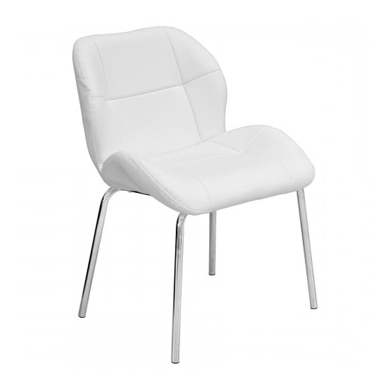 Product photograph of Dinky Bistro Faux Leather Dining Chair In White from Furniture in Fashion