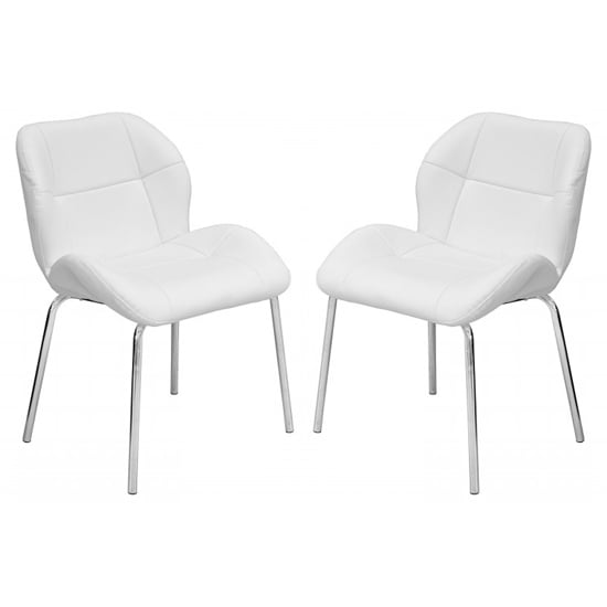 Product photograph of Dinky Bistro White Faux Leather Dining Chairs In Pair from Furniture in Fashion