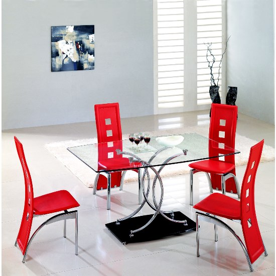 Naples Clear Glass Table + 6 D215 Chairs