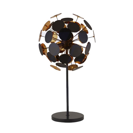 Product photograph of Discus 3 Bulb Table Lamp In Black And Gold from Furniture in Fashion