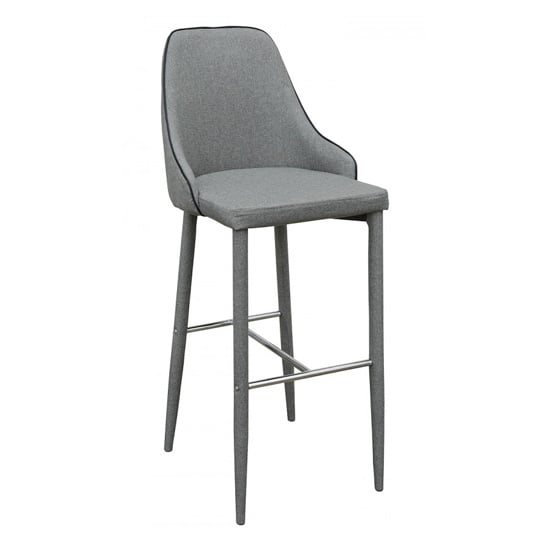 Product photograph of Divina Fabric Upholstered Bar Stool In Grey from Furniture in Fashion