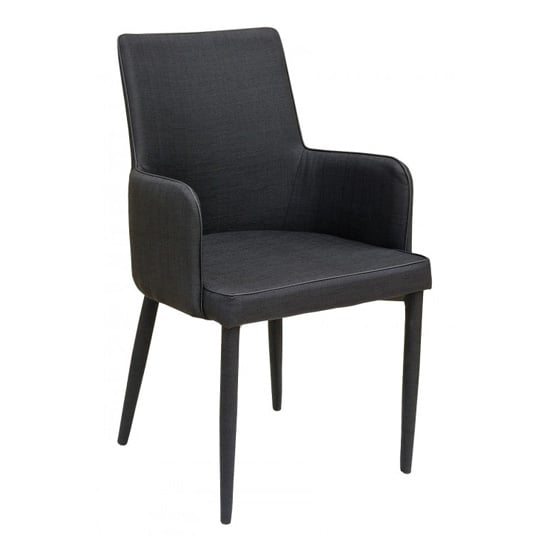 Product photograph of Divina Fabric Upholstered Carver Dining Chair In Black from Furniture in Fashion
