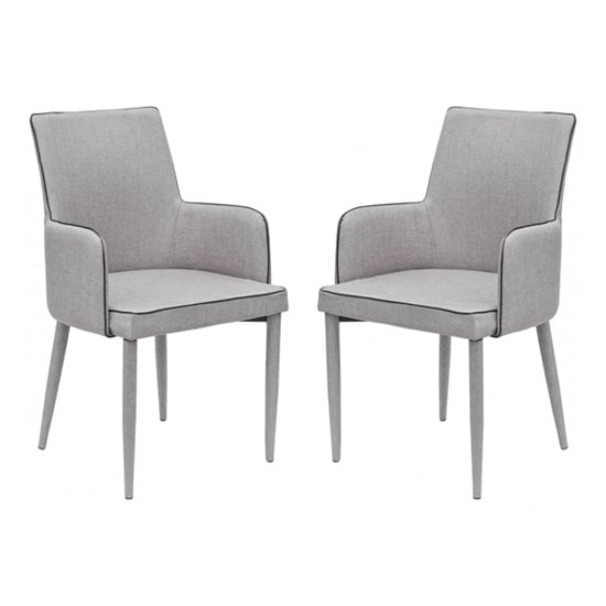 Product photograph of Divina Grey Fabric Upholstered Carver Dining Chairs In Pair from Furniture in Fashion