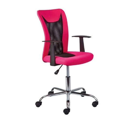 Product photograph of Donny Polyther Office Chair In Pink With Arms from Furniture in Fashion