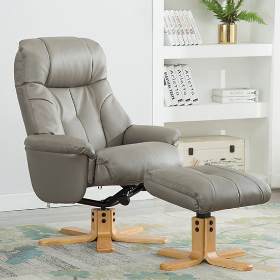 Product photograph of Dox Plush Swivel Recliner Chair And Footstool In Grey from Furniture in Fashion