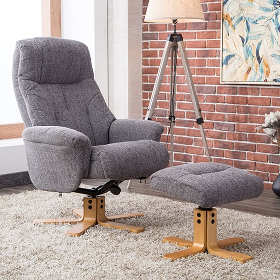Product photograph of Dox Fabric Swivel Recliner Chair In Lisbon Grey from Furniture in Fashion