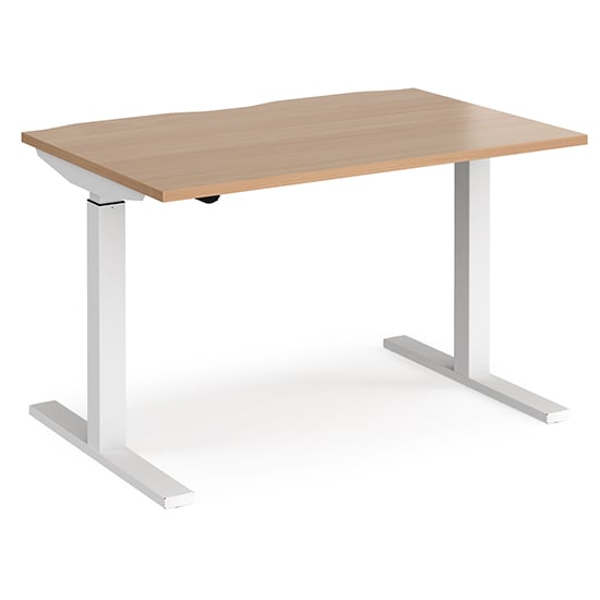 Elev 1200mm Electric Height Adjustable Desk In Beech And White