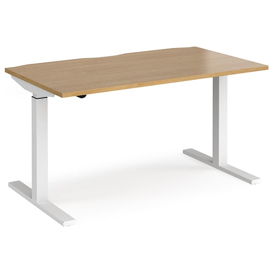 Product photograph of Elev 1400mm Electric Height Adjustable Desk In Oak And White from Furniture in Fashion