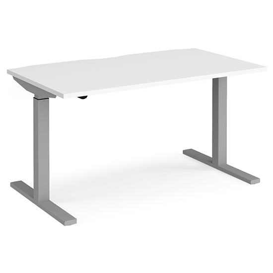 Product photograph of Elev 1400mm Electric Height Adjustable Desk In White And Silver from Furniture in Fashion