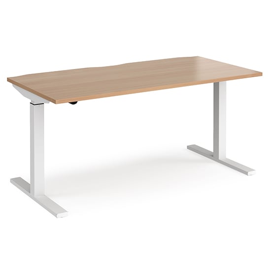 Product photograph of Elev 1600mm Electric Height Adjustable Desk In Beech And White from Furniture in Fashion