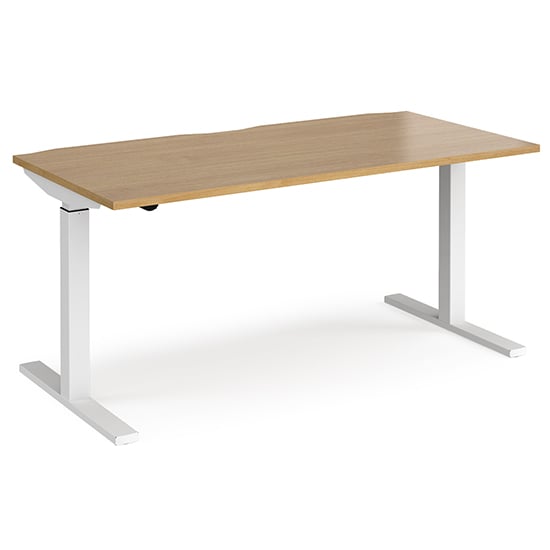 Product photograph of Elev 1600mm Electric Height Adjustable Desk In Oak And White from Furniture in Fashion