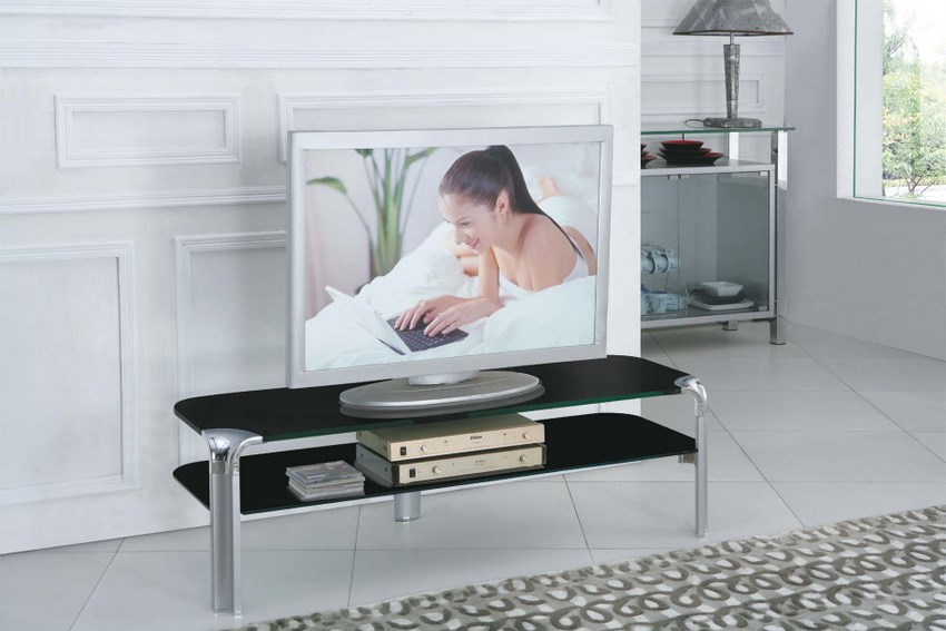 Erica Black Glass Large TV Stand