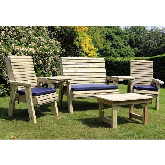 Product photograph of Erog Wooden Outdoor Occasional Seating Set With Coffee Table from Furniture in Fashion