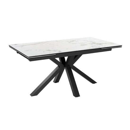 Product photograph of Etolin White Marble Effect Dining Table With Black Metal Base from Furniture in Fashion