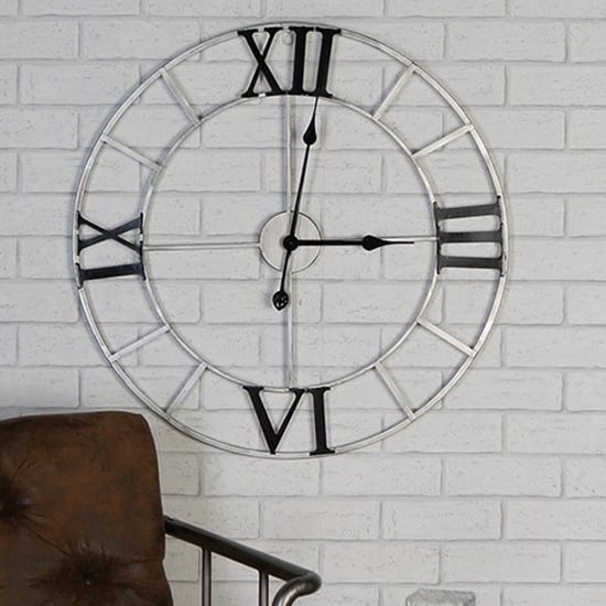 Product photograph of Factory Metal Wall Clock In Silver And Anthracite from Furniture in Fashion