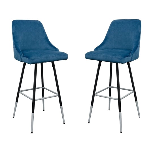 Product photograph of Fiona Blue Fabric Bar Stool In Pair from Furniture in Fashion