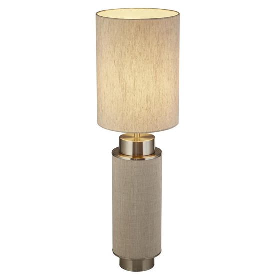 Flask Natural Shade Table Lamp In Natural And Satin Nickel