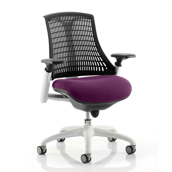 Product photograph of Flex Task White Frame Black Back Office Chair In Tansy Purple from Furniture in Fashion
