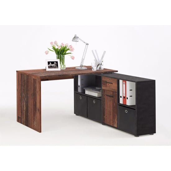 Product photograph of Flexi Modern Corner Computer Desk In Old Style Dark And Matera from Furniture in Fashion