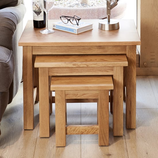 Product photograph of Fornatic Wooden Nest Of 3 Tables In Mobel Oak from Furniture in Fashion