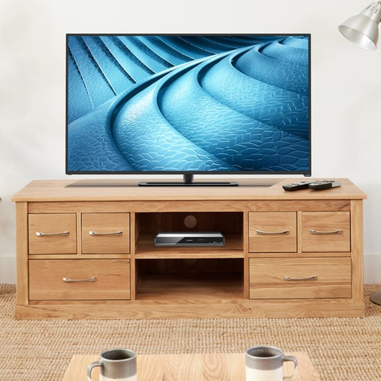 Product photograph of Fornatic Wooden Tv Stand In Mobel Oak With 6 Drawers 1 Shelf from Furniture in Fashion