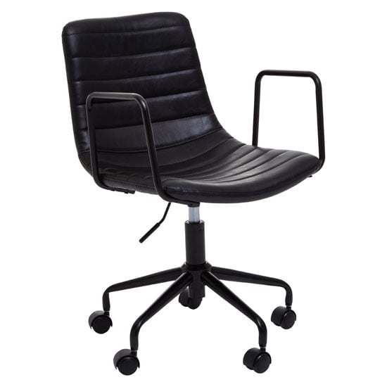 Product photograph of Fortas Leather Home And Office Chair In Black from Furniture in Fashion