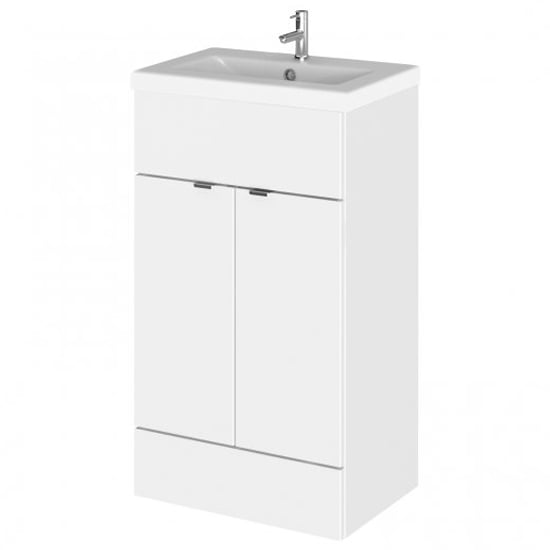 Product photograph of Fuji 50cm Vanity Unit With Ceramic Basin In Gloss White from Furniture in Fashion