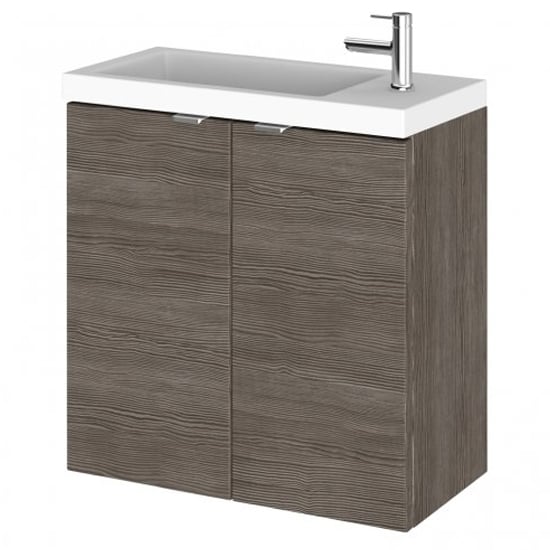 Product photograph of Fuji 50cm Wall Hung Vanity Unit With Basin In Brown Grey Avola from Furniture in Fashion