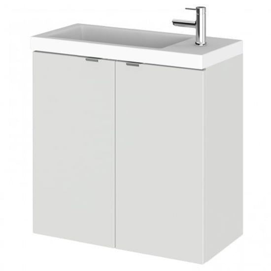 Product photograph of Fuji 50cm Wall Hung Vanity Unit With Basin In Gloss Grey Mist from Furniture in Fashion