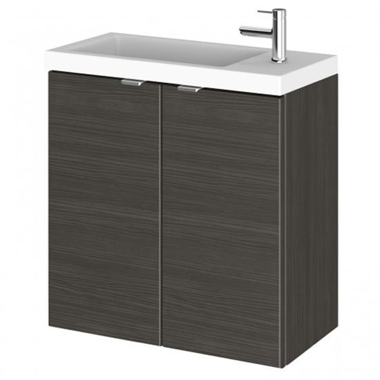 Product photograph of Fuji 50cm Wall Hung Vanity Unit With Basin In Hacienda Black from Furniture in Fashion