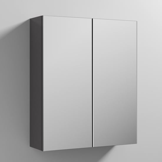 Product photograph of Fuji 60cm Mirrored Cabinet In Gloss Grey With 2 Doors from Furniture in Fashion