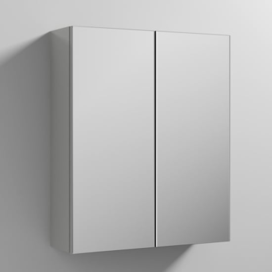 Product photograph of Fuji 60cm Mirrored Cabinet In Gloss Grey Mist With 2 Doors from Furniture in Fashion