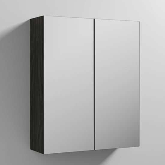 Product photograph of Fuji 60cm Mirrored Cabinet In Hacienda Black With 2 Doors from Furniture in Fashion