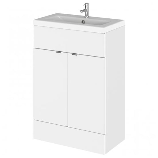 Product photograph of Fuji 60cm Vanity Unit With Ceramic Basin In Gloss White from Furniture in Fashion